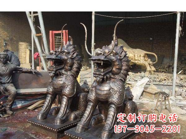 山西铸铜麒麟雕塑2221