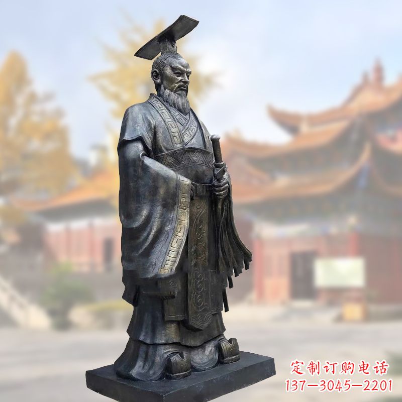 山西铸铜秦始皇铜雕塑像
