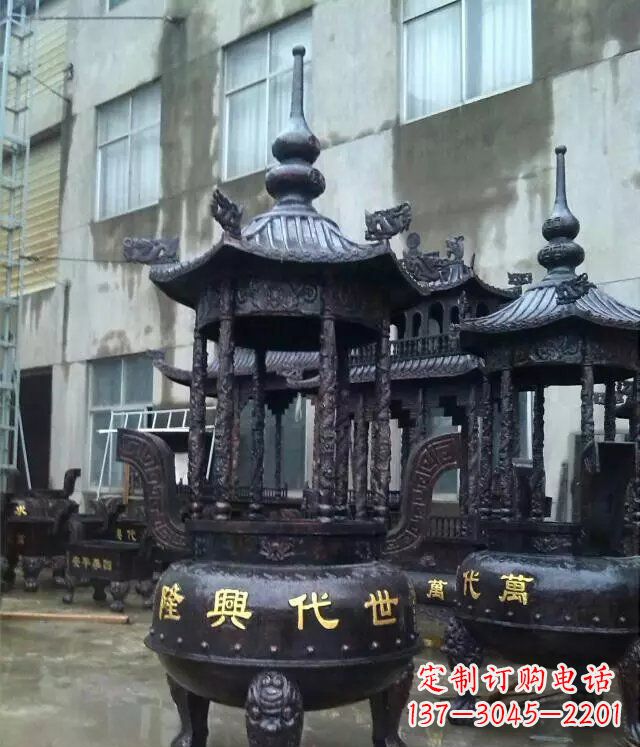 山西铸铜寺庙香炉铜雕 (3)
