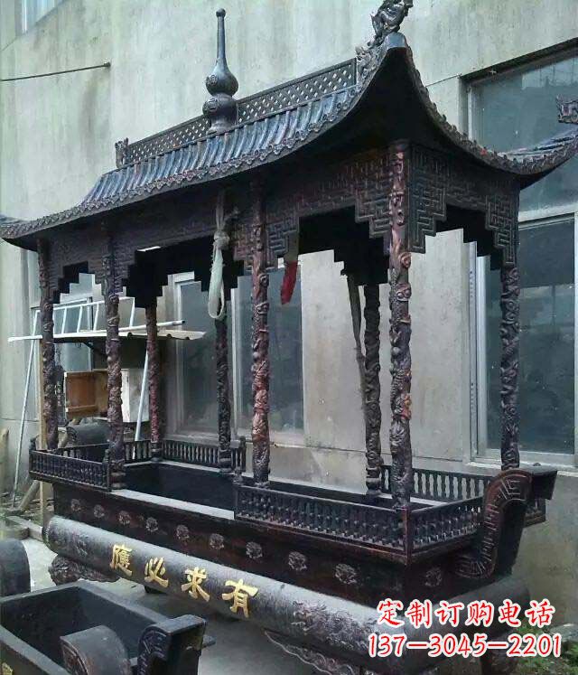 山西铸铜寺庙香炉铜雕 (2)