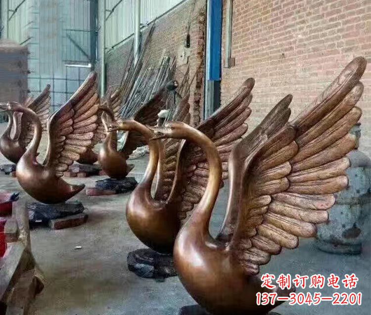 山西铸铜天鹅喷水动物喷泉雕塑