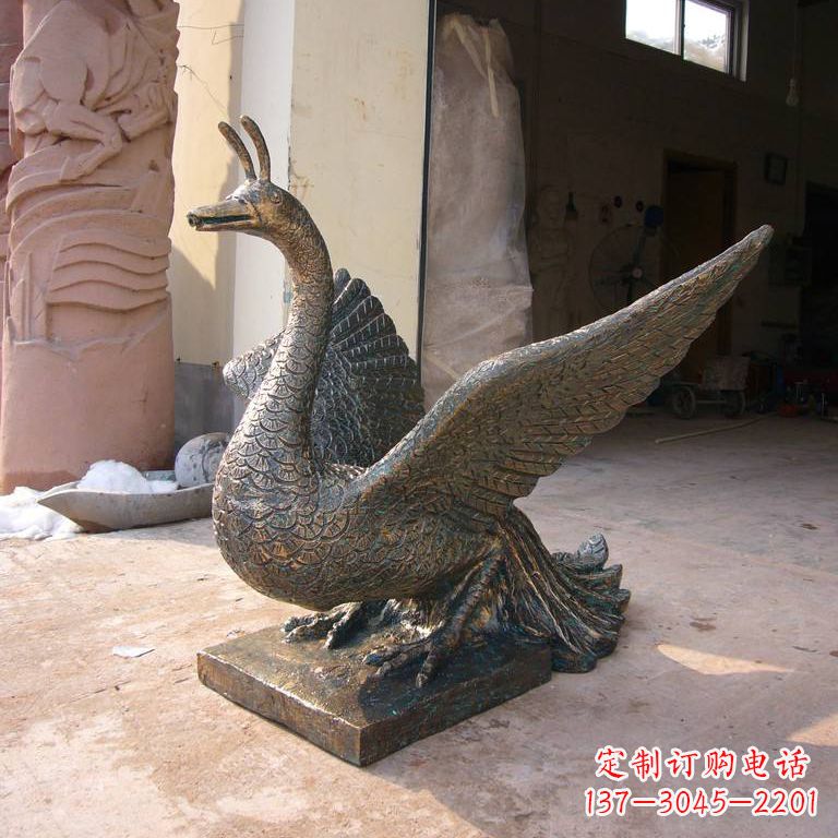 山西铸铜天之四灵朱雀雕塑摆件