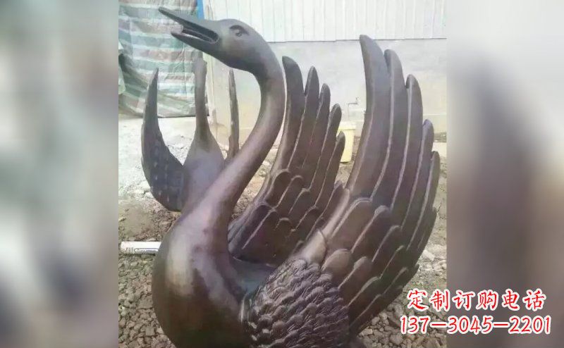 山西铸铜天鹅铜雕