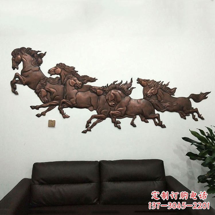 山西紫铜马儿浮雕装饰画