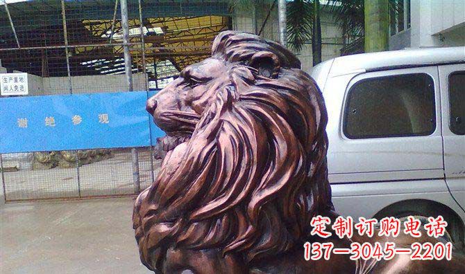 山西紫铜西洋狮子铜雕 (2)