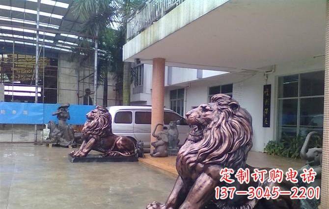 山西紫铜西洋狮子铜雕
