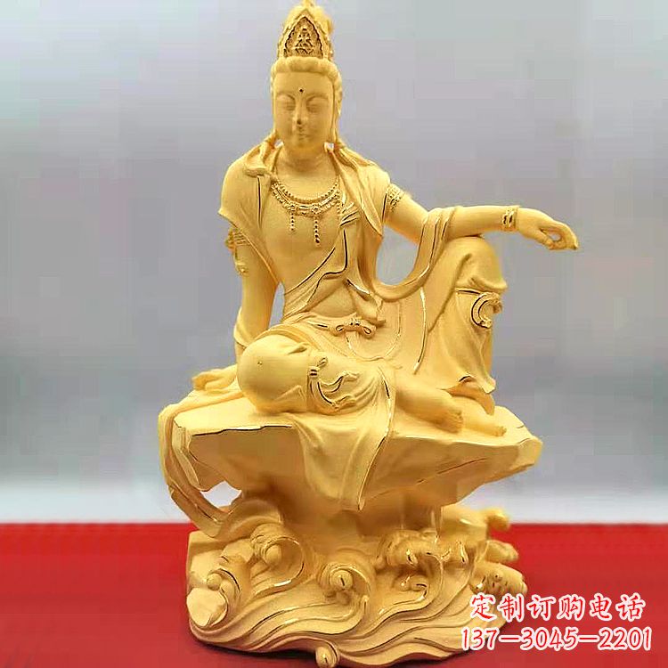 山西自在观音纯铜镀金雕塑