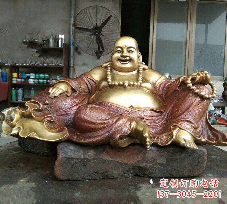 山西宗教供奉坐式弥勒佛铜雕