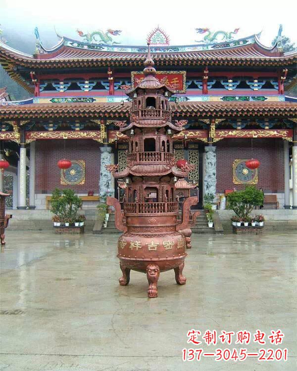 山西宗教庙宇香炉铜雕