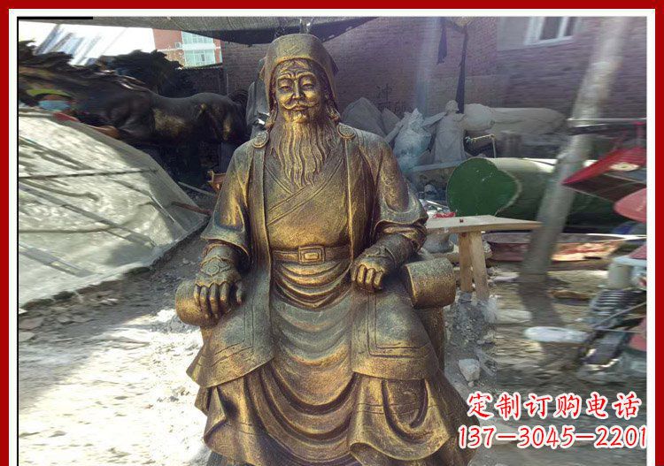 山西坐式成吉思汗铜雕