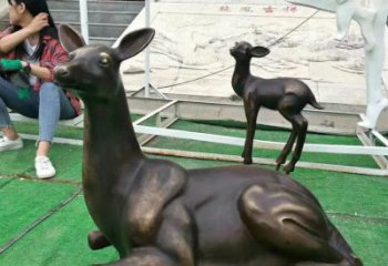 山西铸铜广场动物鹿雕塑 