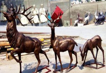 山西铸铜鹿雕塑