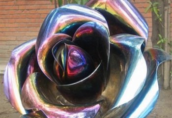 山西彩色创意不锈钢玫瑰雕塑