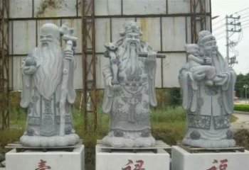 山西宗教庙宇大理石福禄寿雕塑